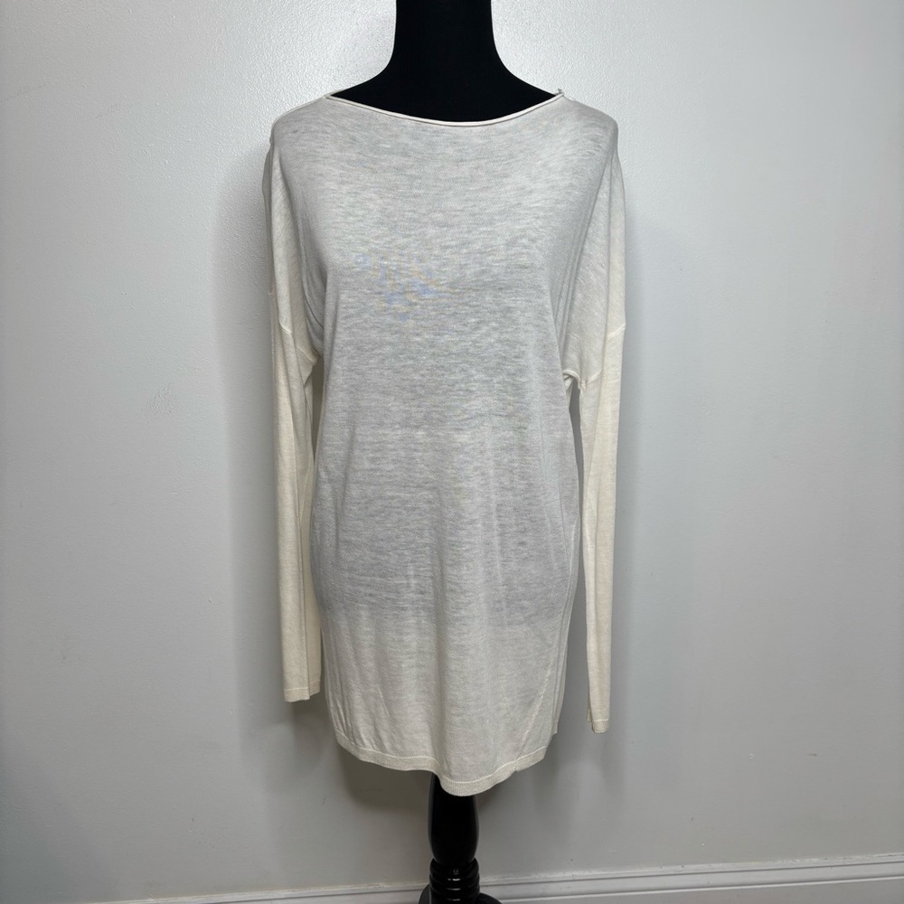 NWT $175 Vince Sweater Boat Neck Dolman Sleeve Cream Milk Long Layering Large